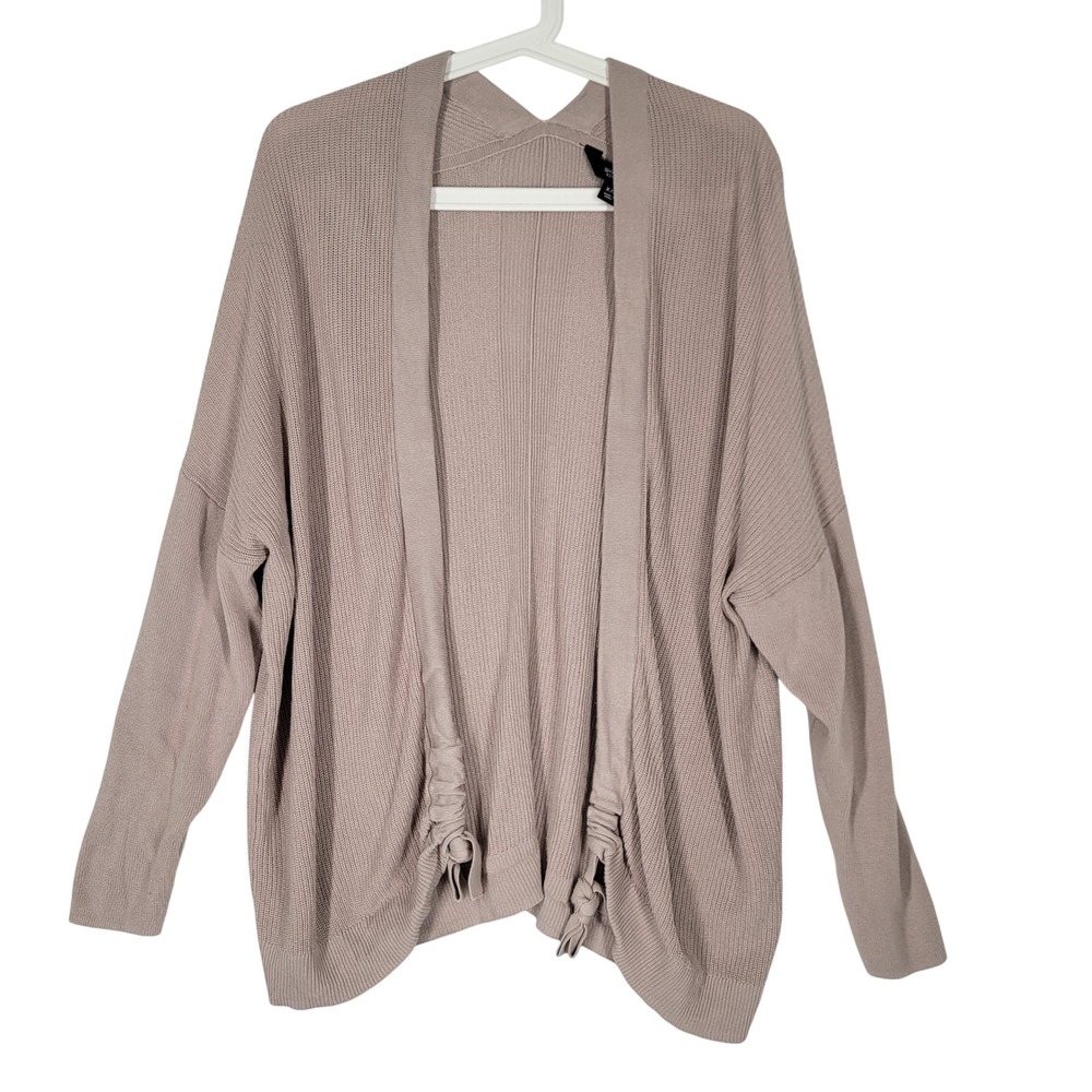 SIMPLY VERA WANG Cardigan Sweater Knit Open Front Long Sleeve Women's XXL Taupe